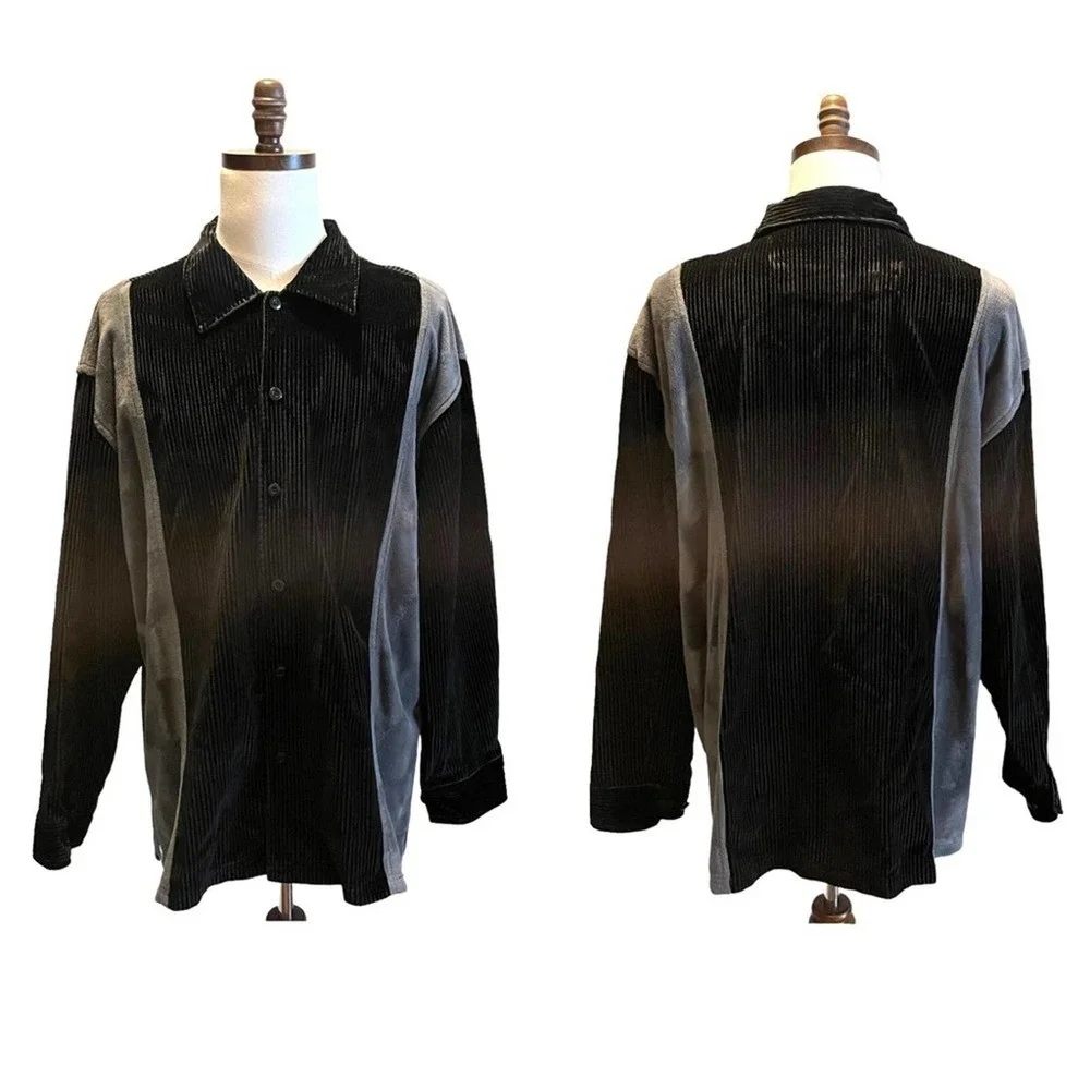 Vintage Streetwear GODBODY Collection Jacket Black Size Large Flocked PVC 90s